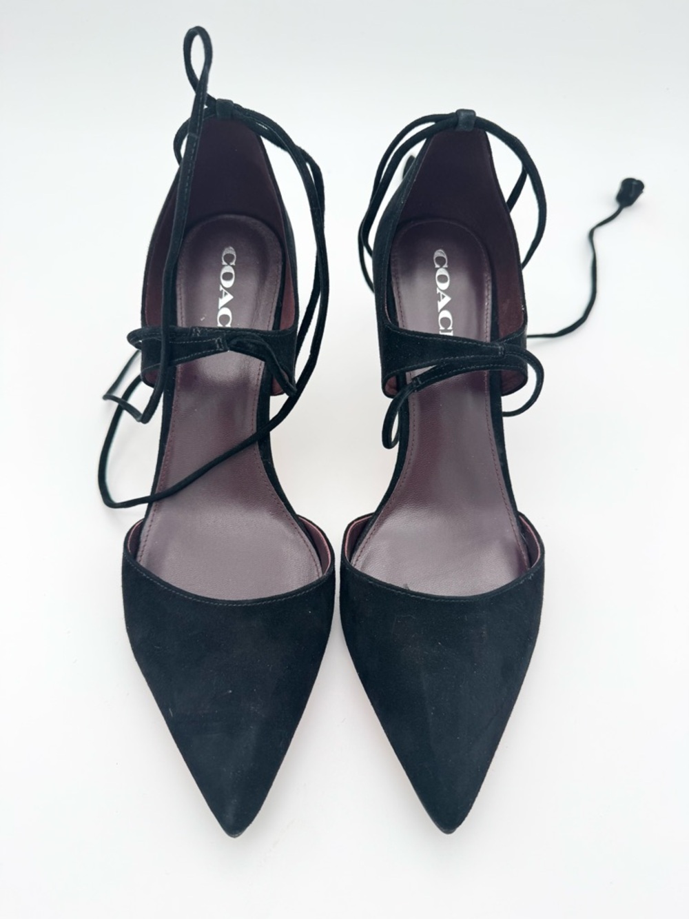 Coach Shae Lux Black Suede Heels - Picture 3 of 16